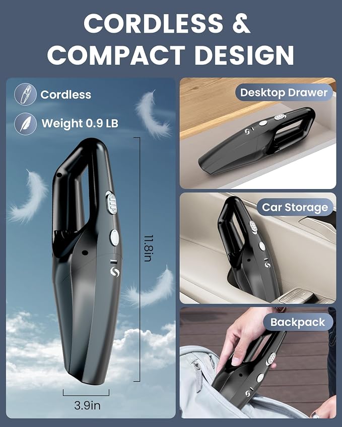 Handheld Vacuum Cordless Mini Car Vacuum Cleaner Portable and Rechargeable - Image 4