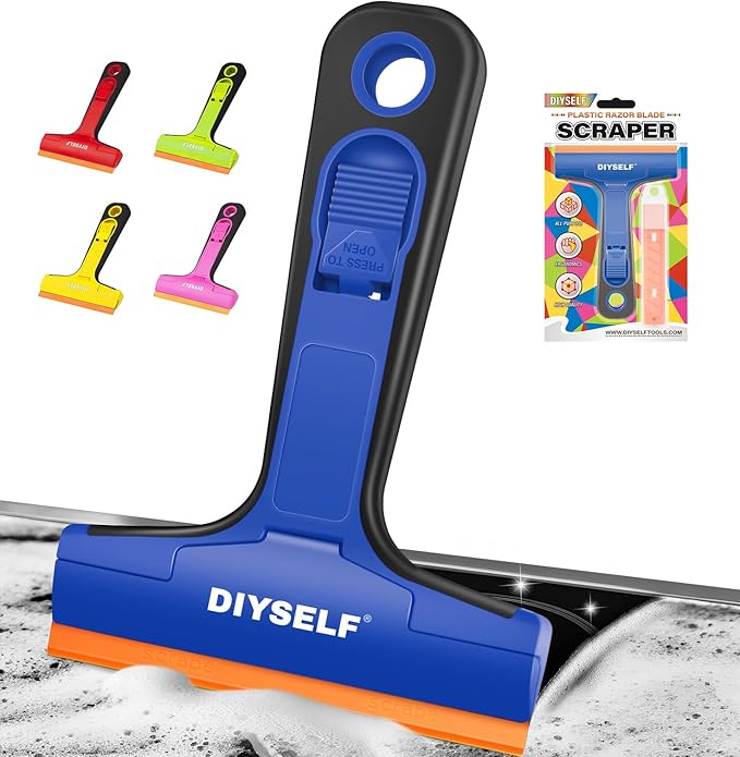 DIYSELF-Razor-Blade-Scraper, 1 Pack Razor Blade Scraper, Extra 5 PCS Orange by DIYSELF
