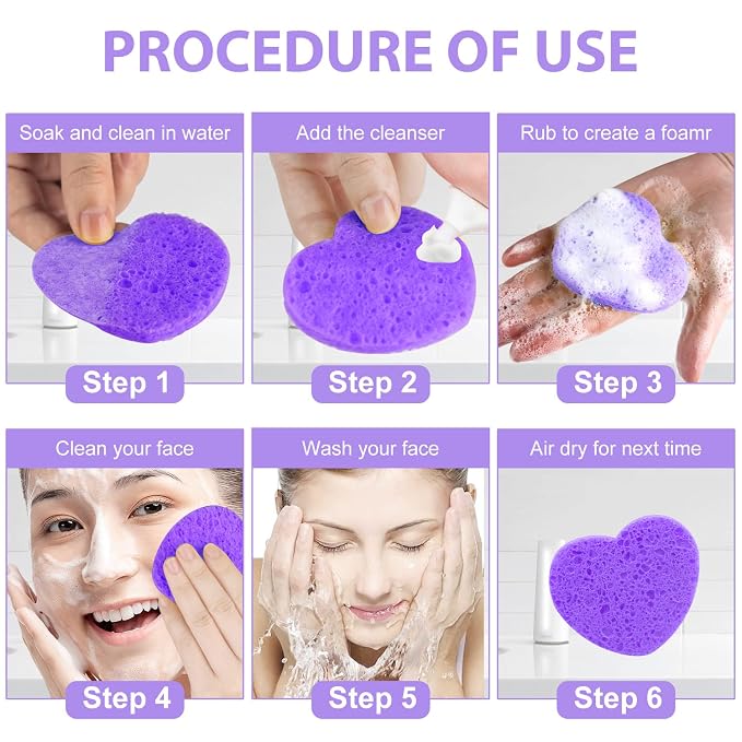 50-Count Facial Sponges Compressed, 100% Natural Cellulose Face Sponge - Image 5