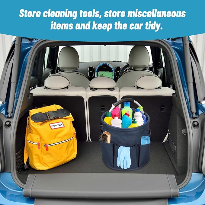 17L Cleaning Caddy, Portable Cleaning Supply Bucket, 6 Pockets Foldable - Image 5