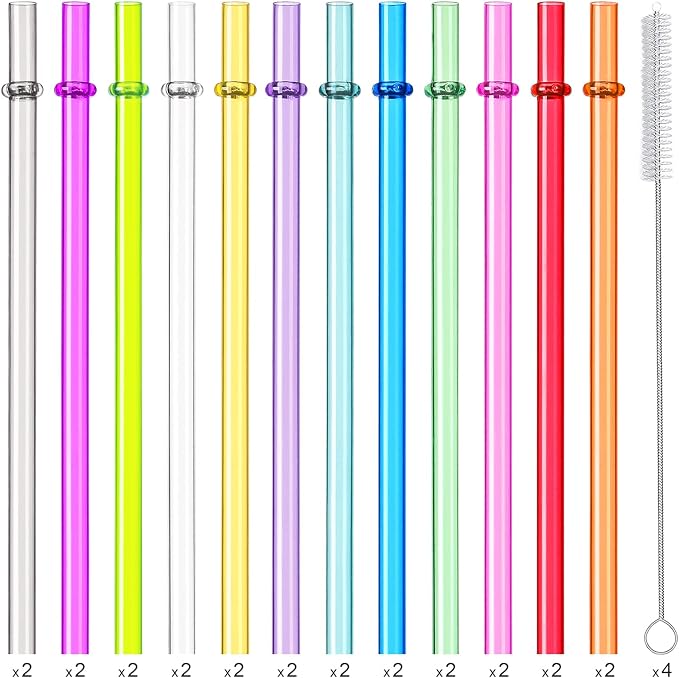 24 PCS, Reusable Straws with 4 Brushes, 10.5" Long Tritan Hard Plastic Straws - Image 2