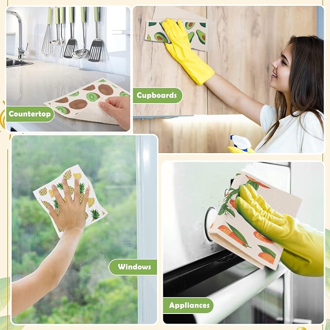 Lucomb Reusable Swedish Kitchen Dish Cloths, 8 Pack Replace Paper Towels Quick - Image 7