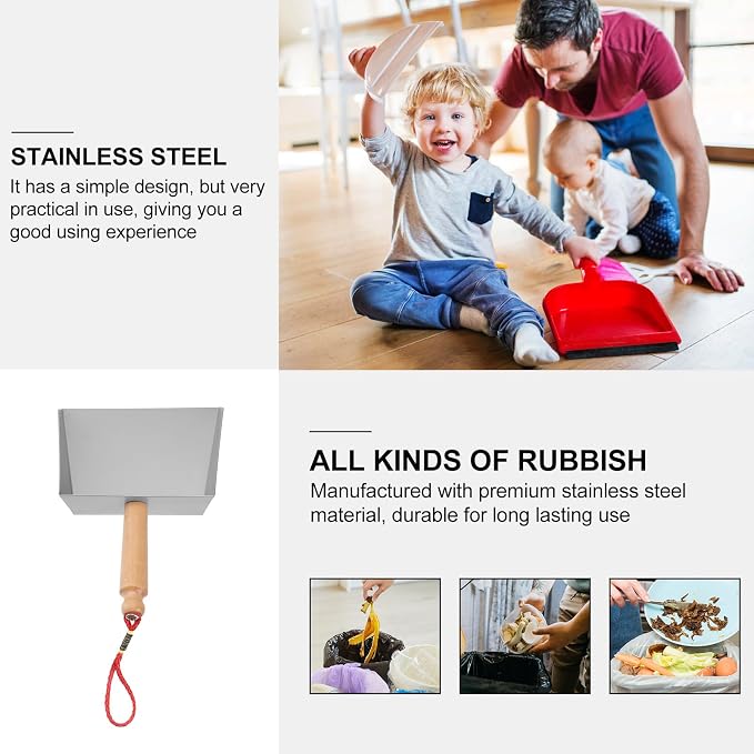 Hemoton Mini Stainless Steel Dustpan 8.66X5.51 Inch Small Metal Dust Pan - Image 5