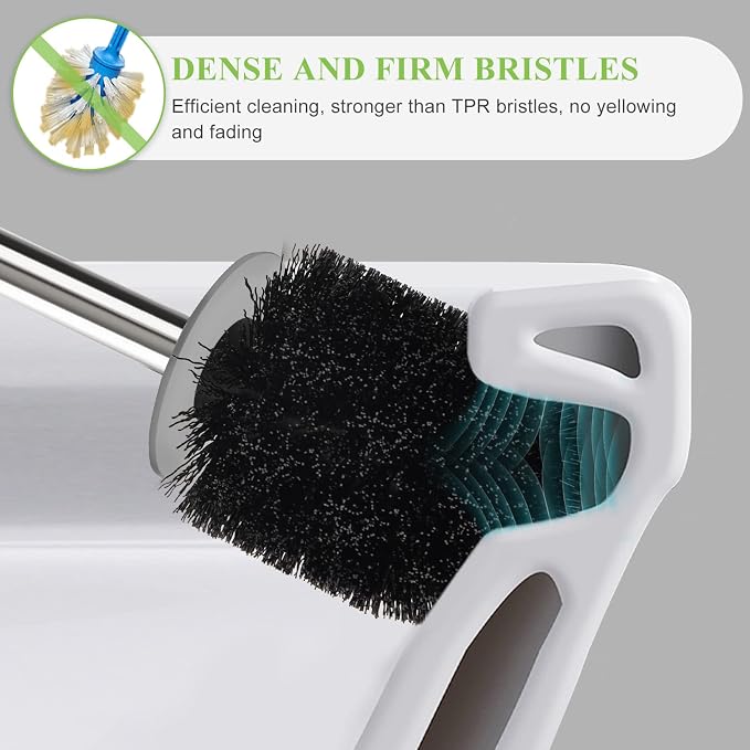 Compact Toilet Brush & Holder, Stainless Steel Handle, Space Saving - Image 2