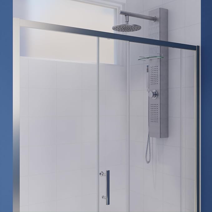 ANZZI 72 x 60 inch Framed Shower Door in Brushed Nickel, Halberd Water - Image 4