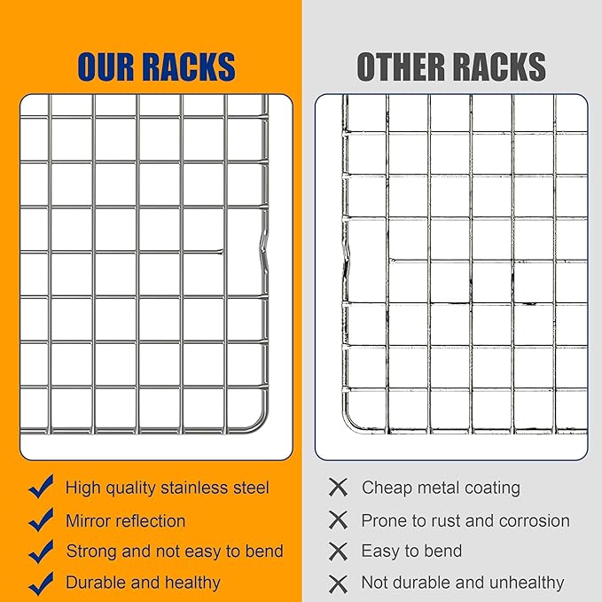 2PCS Cooling Racks for Cooking and Baking -11.65''x16.85''Heavy Duty Stainless - Image 7