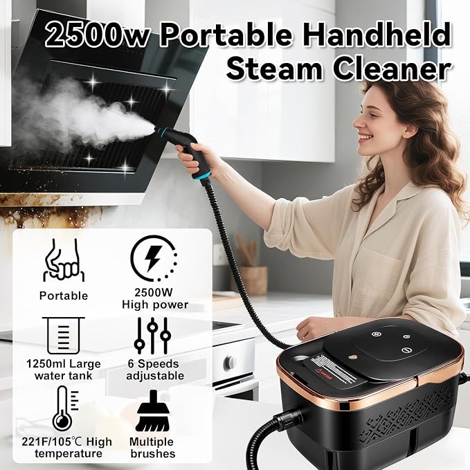 Steam Cleaner for Home, 2500W Portable Handheld Steamer for Cleaning, Large - Image 3