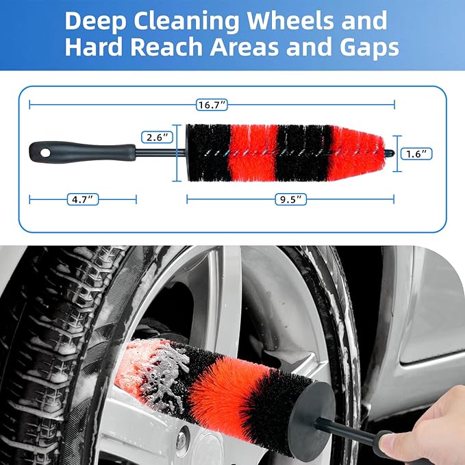 9Pcs Car Wheel Detailing Brush Kit – Scratch-Free Rim & Tire Cleaner Brushes - Image 3