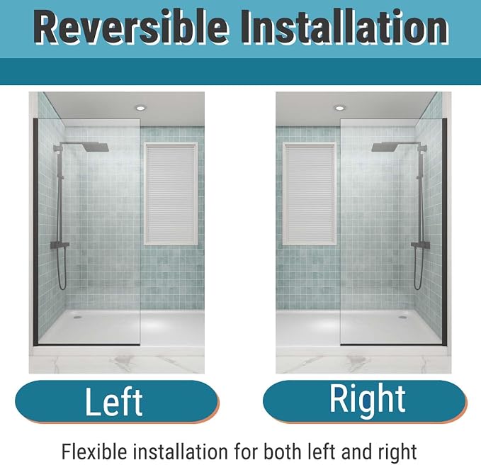 Sunrosa 36"×76" Shower Glass Panel, 8mm Thick Shower Screen, Matte Black - Image 5