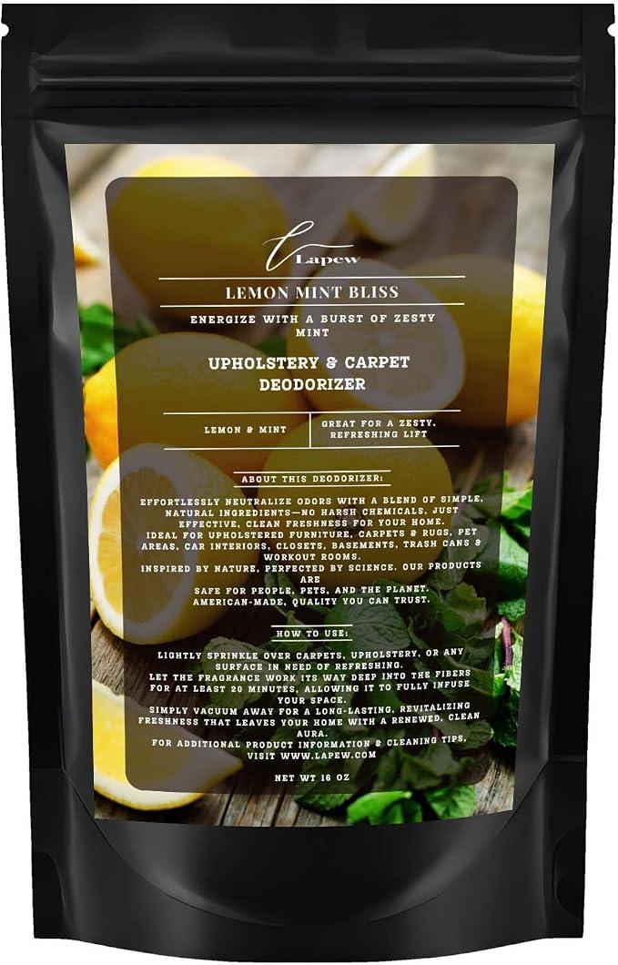 Lemon Mint Bliss Carpet Freshener Powder: Powerful Odor Eliminator by Lapew