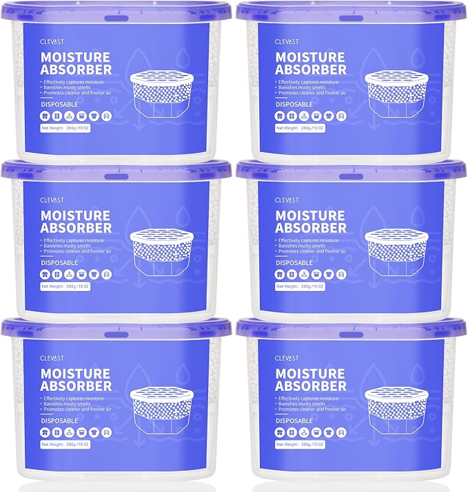 CLEVAST Moisture Absorbers Boxes, 10 OZ, 6 Pack, Dehumidifier Box by CLEVAST