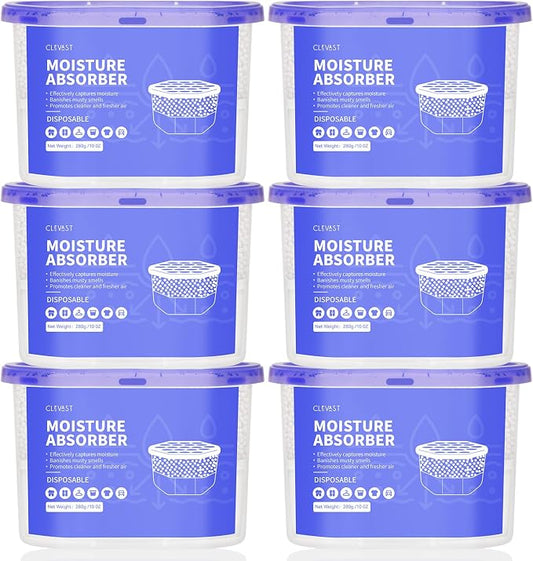 CLEVAST Moisture Absorbers Boxes, 10 OZ, 6 Pack, Dehumidifier Box by CLEVAST