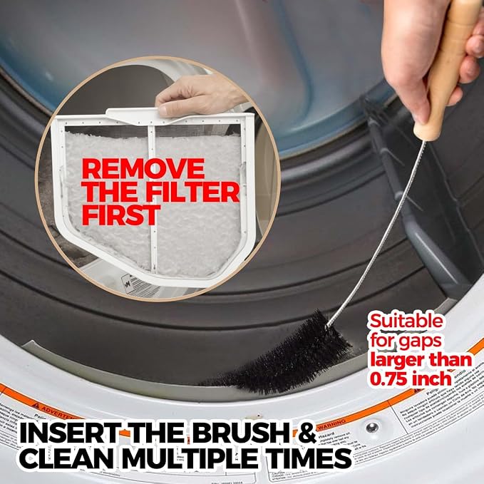 Holikme 3 Pack Dryer Vent Cleaner Kit Clothes Dryer Lint Brush Vent Trap - Image 2
