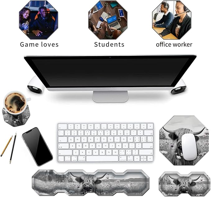 Ergonomic Mouse Pad with Wrist Support Gel and Keyboard Wrist Rest Set + Coaster - Image 6