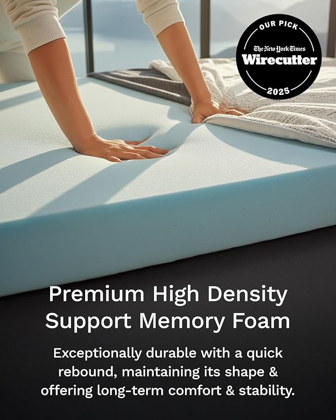 ViscoSoft 4 Inch Memory Foam Mattress Topper Full - Select High Density Ventilated Mattress Pad - Premium Removable Rayon Cover