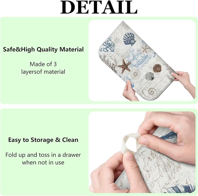 Ocean Dish Drying Mat for Kitchen Countert, Coastal Theme Farmhouse Style - Image 7