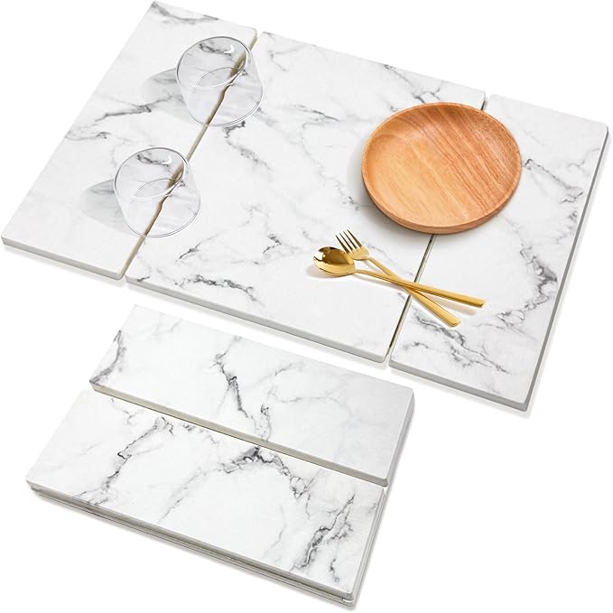 Large Stone Drying Mat for Kitchen Counter, Water-Absorbent Marble Diatomaceous by BOMOKSToolkitNewWorld