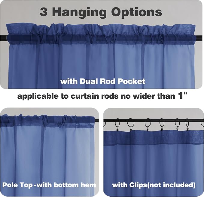 Chyhomenyc Sheer Valances for Windows 2 Pack, Small Window Curtains for Living - Image 5