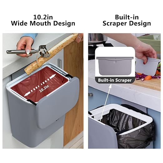 TOPROAD Kitchen Hanging Trash Can, 2.4 Gallon Wall Mounted Counter Waste - Image 3