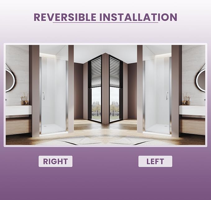 Glass Shower Door 29.5-31" W x 72" H, UCALAFEE Frameless Pivot Shower Door - Image 7