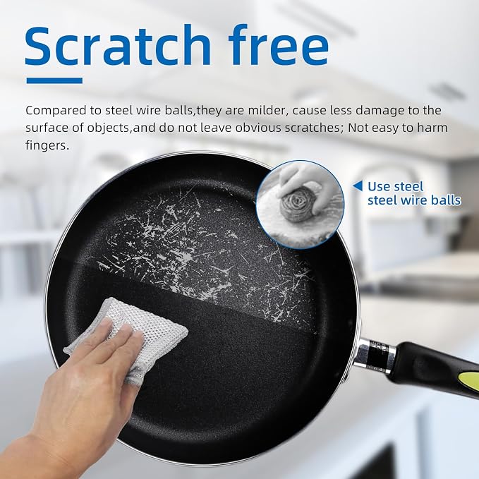 Large Size Non Scratch Steel Wire Dishwashing Rags and Steel Scrubber, - Image 5
