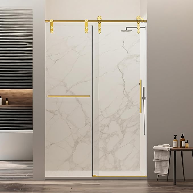 46-48" W x 76" H Frameless Sliding Shower Door, Safety Bathroom Single Sliding by Unknown