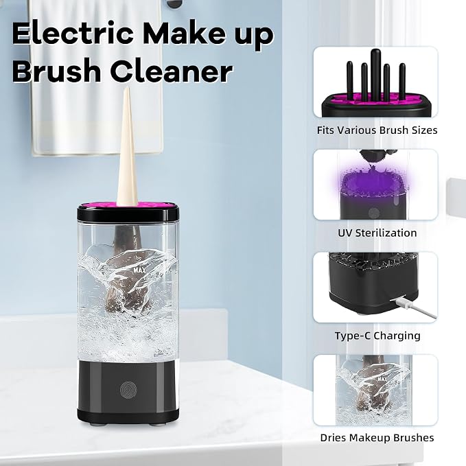 3 IN 1 Electric Makeup Brush Cleaner Machine, Portable Automatic USB Cosmetic - Image 3