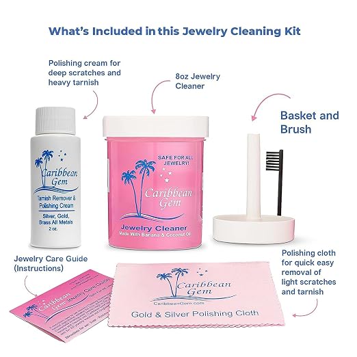 All Purpose Jewelry Cleaner Kit w/8oz Cleaning Solution & Polishing Cream - Image 4