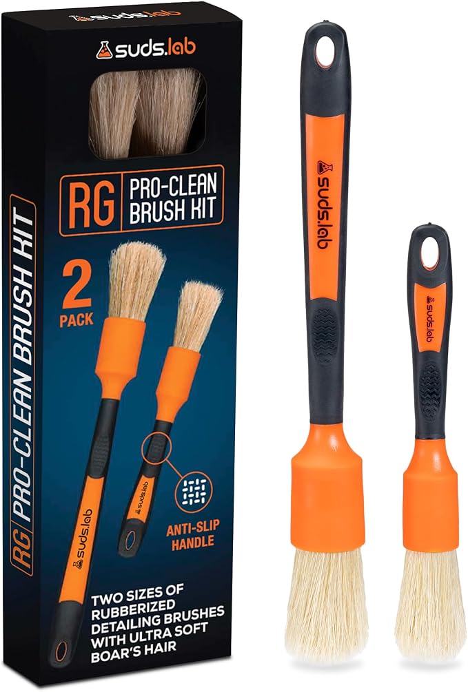 Suds Lab Detailing Brush with Rubberized Bristles, Car Detailing Wheel Brush by SudsLab