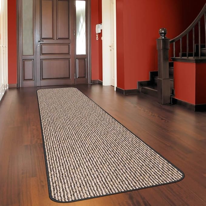 House, Home and More Skid-Resistant Carpet Runner - Black Ripple - 12 Feet X 48 Inches
