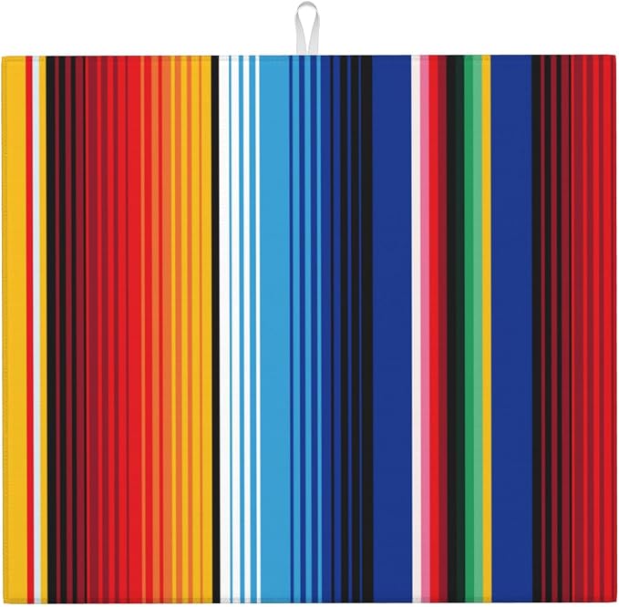Rainbow Colorful Stripe Kitchen Drying Mat Mexican Microfiber Dish Drainer Mat by Unknown