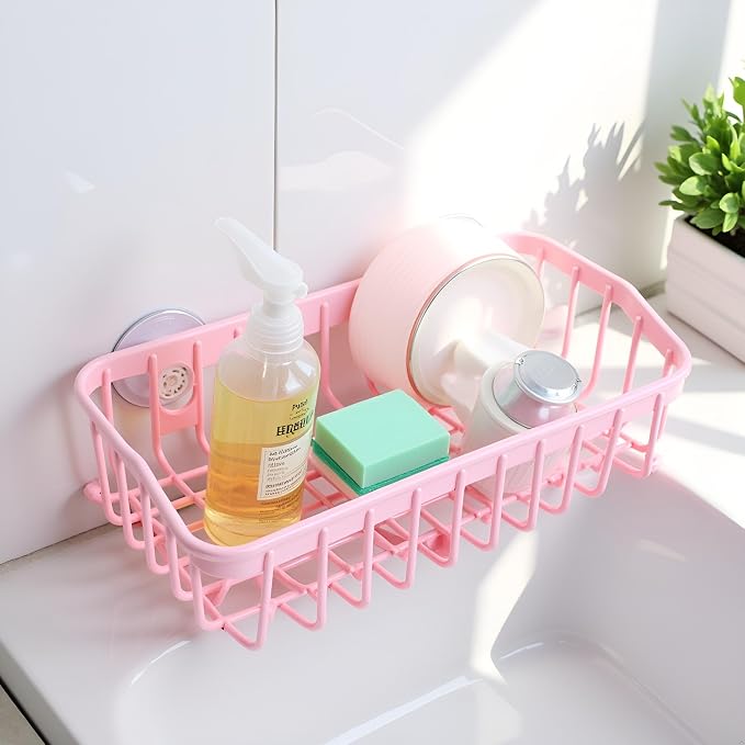 Pink Multifunctional Drain Rack, Hanging Storage Rack Drain Rack Sink Shelf - Image 3