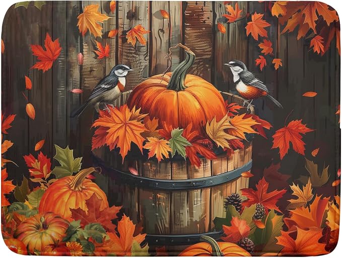Fall Pumpkin Dish Drying Mat for Kitchen Counter Autumn Pumpkin Dish Mats for by Kawani