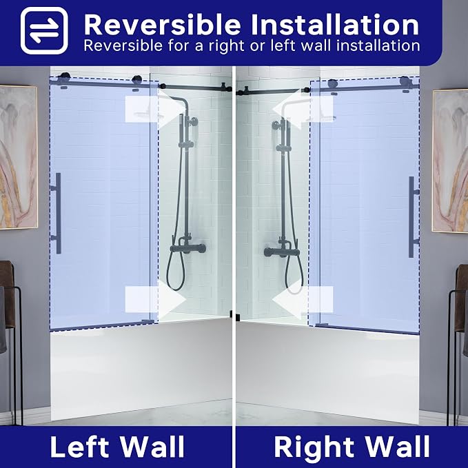 Woodbridge Frameless Bathtub Shower Doors 56-60" Width x 62" Height - Image 8