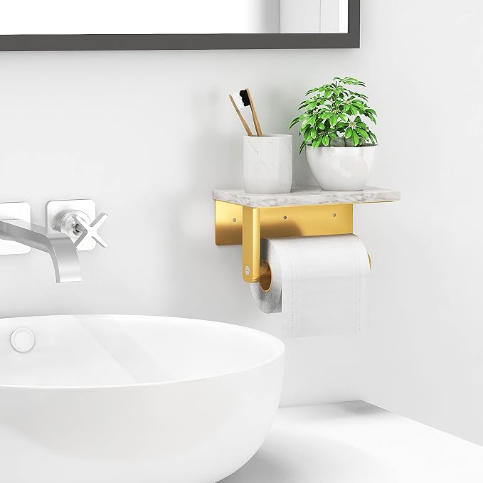 Brushed Gold Toilet Paper Holder - Image 8