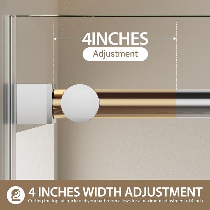 Frameless Bathtub Shower Doors 56-60" W x 60" H, 5/16" Tempered Glass Sliding - Image 5