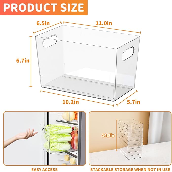 6 Pack Plastic Clear Bins for Organizing- - Image 3