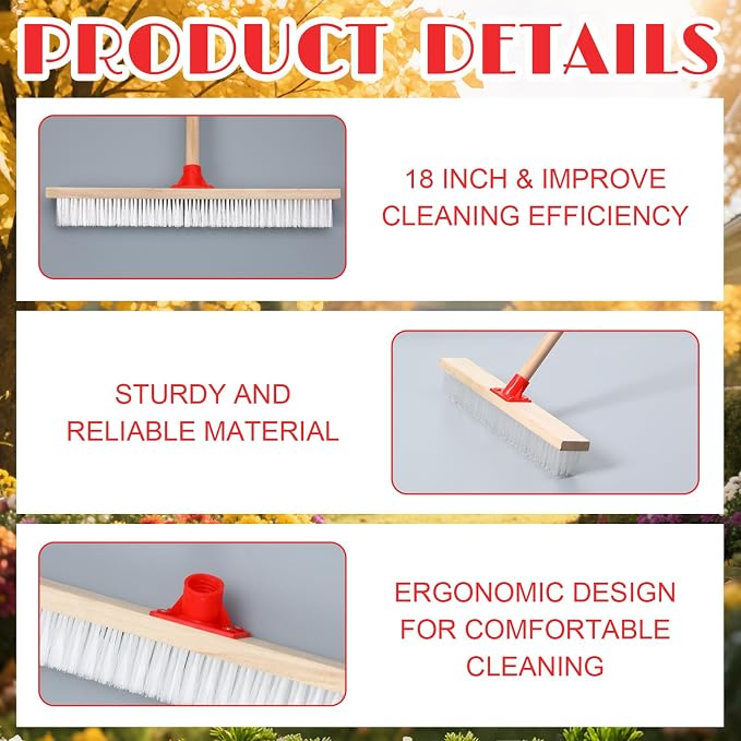 6 Pack 18 Inches Push Broom Outdoor Heavy Duty Multi-Surface Garden Brush Broom - Image 4