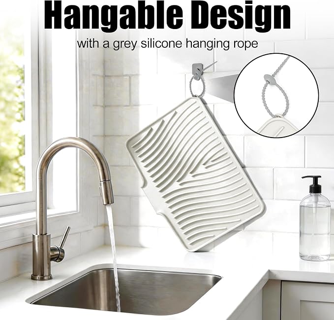 Silicone Dish Drying Mat for Kitchen Counter, Dish Drying Pad, Non-Slip Drain - Image 4