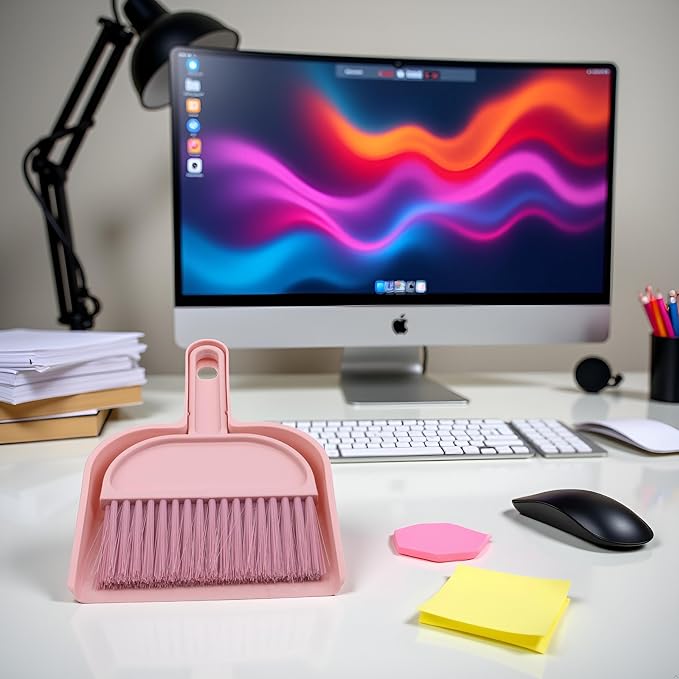 Plastic Mini Broom and Dustpan, Mini Cleaning Brush - Image 2