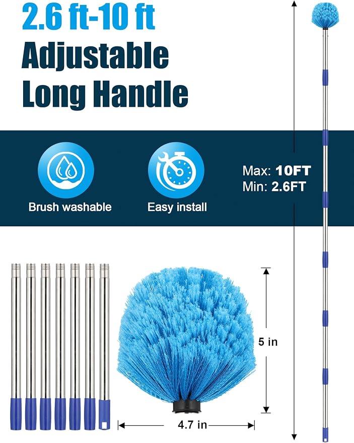 Cobweb Duster with Extension Pole, 10 ft Spider Web Brush - Image 4