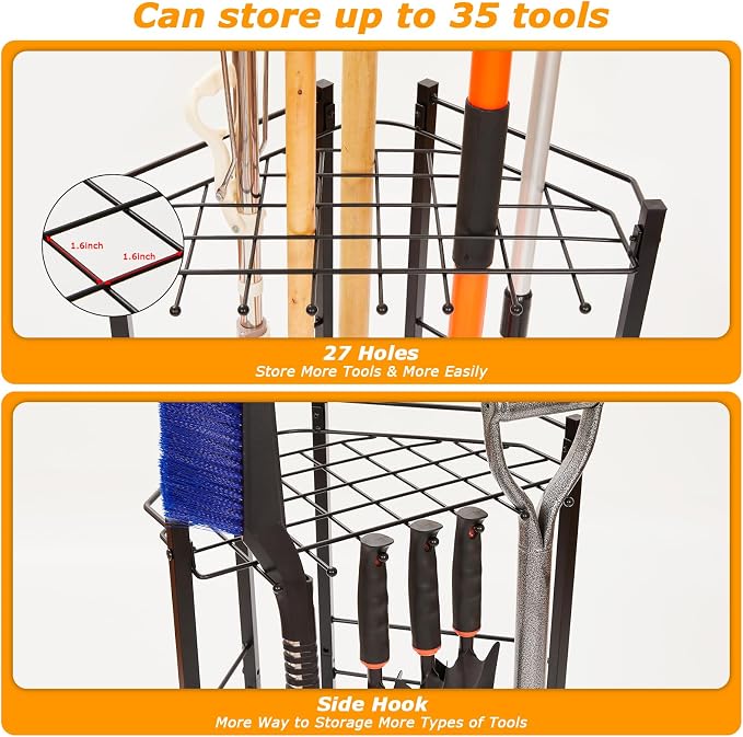 Garden Tool Organizer for Corner, Holds 35 Long-Handled - Image 4