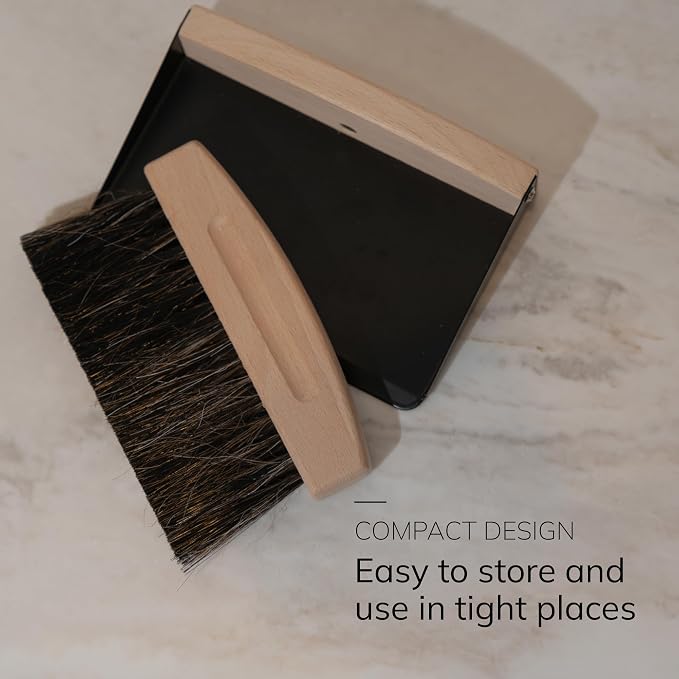 Bamboo Dust Pan & Brush Set, Portable Dustpan & Brush, Sturdy & Effective Dust - Image 3