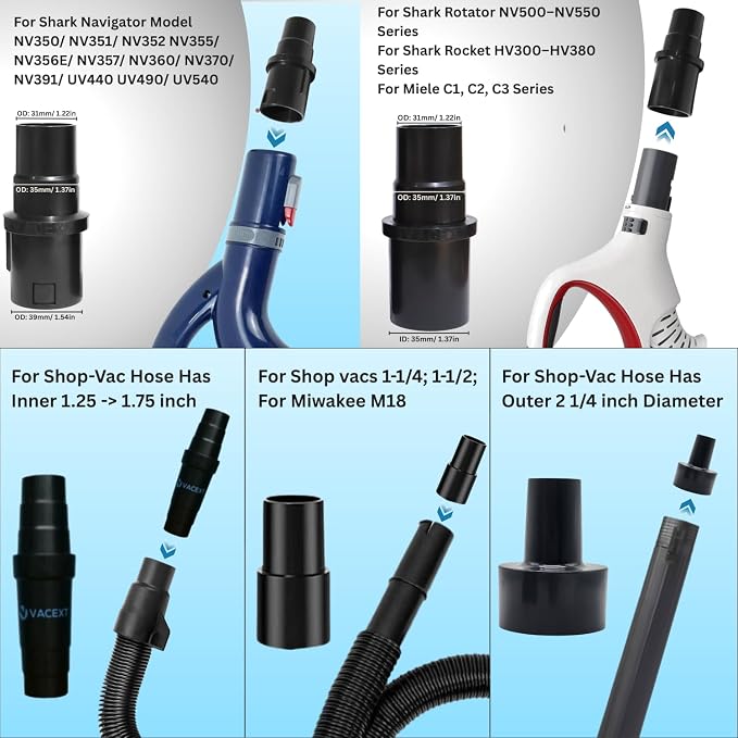 Replacement Vacuum Attachments & Brushes plus Universal Adapter Kit Compatible - Image 6