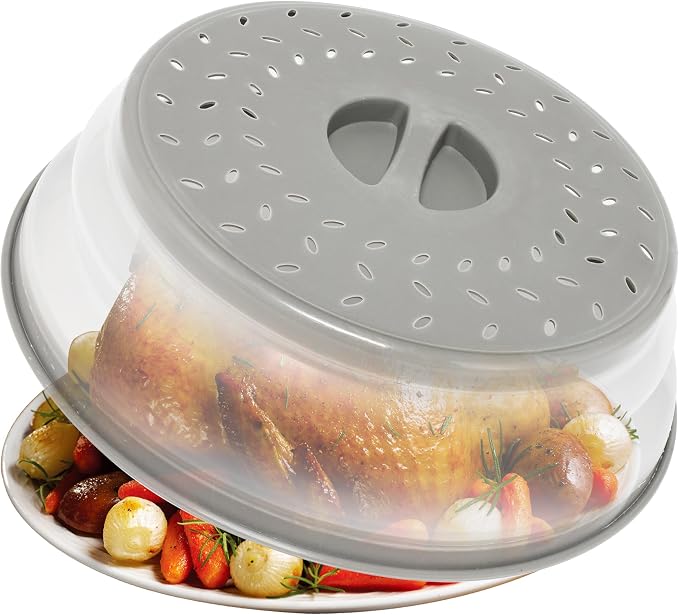Collapsible Microwave Food Cover, Splatter Guard, Vented Microwave Lid by RUNZI