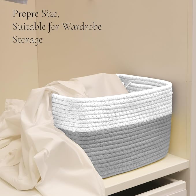 Hopegiver Woven Storage Baskets 11x8x7 Inch, 3 Pack Collapsible Cube Storage Bin - Image 4