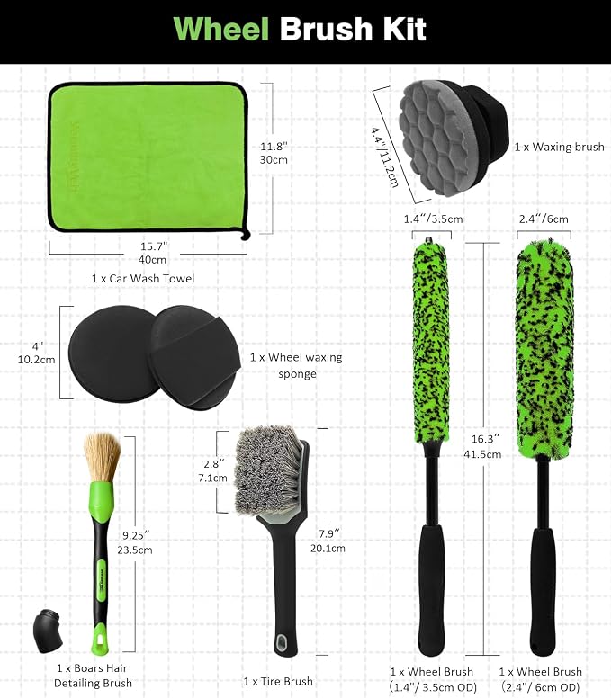 YeewayVeh 8PCS Ultimate Wheel and Tire Brush Kit | 2-Size 360° Bendable Rim - Image 7