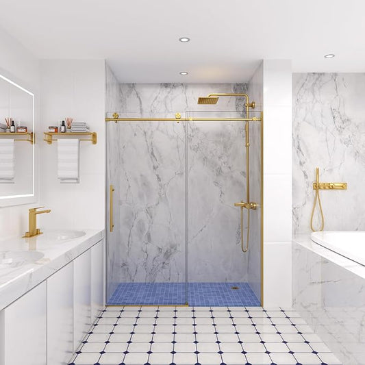 Shower Door, 56-60" W x 74" H Frameless Single Sliding Shower Doors - Image 2