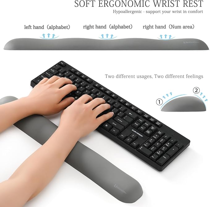 UnivoColors Design-Wave Keyboard Wrist Rest, Artificial Sheepskin+Memory - Image 2