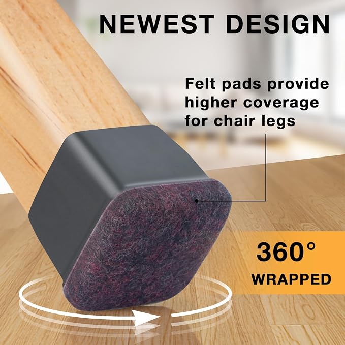 16 Pcs Chair Leg Floor Protectors Square, Silicone Chair Leg Protectors - Image 3